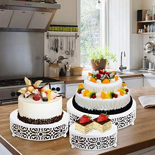 3-Piece Cake Stand Set, Round Metal Cake Stands, Dessert Cupcake Stands, Cupcake Pastry Candy Plate For Wedding, Event, Birthday Party - Image 4