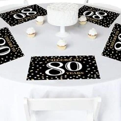 Of Happiness Adult 80th Birthday - Gold - Party Table Decorations - Birthday Party Placemats - Set Of 16