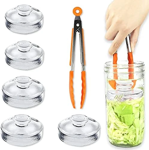 5-Pack Glass Fermentation Weights With Easy Grip Handle And Unique Texture Design For Large Wide Mouth Mason Jars - Image 6