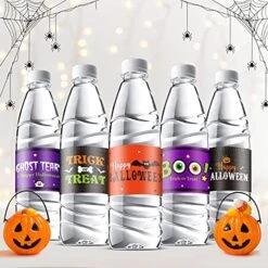 39 Pieces Halloween Water Bottle Labels Waterproof Water Bottle Sticker Wrappers Pumpkin Wrap Around Labels Trick Or Treat Bottle Stickers Party Supplies For Halloween Party Ornaments