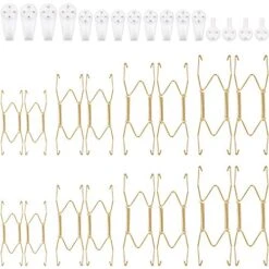 16 Pack Plate Hangers, 6/ 8/ 10/ 12 Inch Wall Plate Hangers With 16 Pieces Wall Hooks Stainless Steel Wire Plate Hanger Holders Compatible With 6 To 12 Inch Decorative Plates