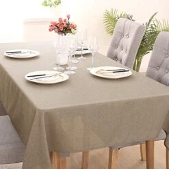 Table Cloth Rectangle Table, Linen Tablecloth - 54x102 Inch, Wterproof Rectangular Tablecloth For Kitchen, Khaki