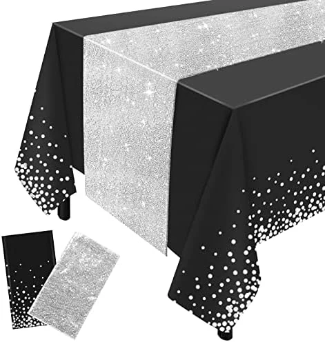 Rose Gold Tablecloth, 12x108inch Sequins Table Runners And 54x108inch Plastic Table Cloths For Party Decorations, Sparkling Party Supplies Table Cover For Indoor Outdoor Parties - Image 7