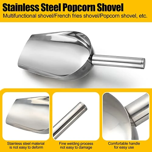 402 Pcs Popcorn Machine Supplies Set Including Stainless Steel Popcorn Scoop, 400 Pcs 1oz Popcorn Bags Bundle And Popcorn Shaker Dredge With Handle For Commercial And Home Use - Image 3