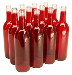 - W5-RD 750ml Glass Bordeaux Wine Bottle Flat-Bottomed Cork Finish - Case Of 12 - Red W5 Red