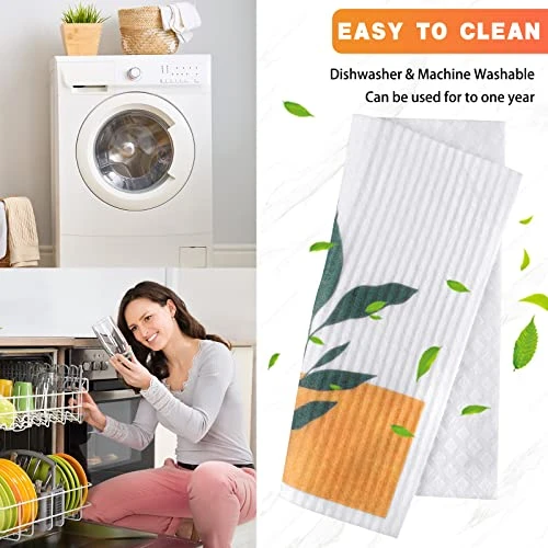 8 Pcs Swedish Kitchen Dishcloths Kitchen Towels Absorbent Swedish Reusable Sponge Cleaning Dish Cloths Quick Drying Kitchen Swedish Washable Decorative Tea Towels Bar Hand Towel (Boho Style) - Image 3