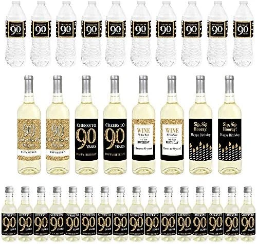 Big Dot Of Happiness Adult 60th Birthday - Gold - Mini Wine Bottle Labels, Wine Bottle Labels And Water Bottle Labels - Birthday Party Decorations - Beverage Bar Kit - 34 Pieces - Image 11