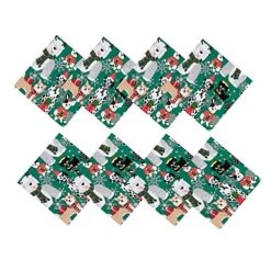 Whimsical Christmas Dogs Fabric Holiday Napkins Tablecloth - Cute Christmas Puppies In Hats And Scarves For The Holidays, Napkins, Set Of 8 Napkins