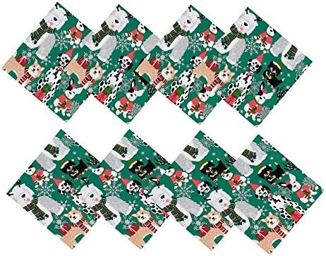 Whimsical Christmas Dogs Fabric Holiday Napkins Tablecloth - Cute Christmas Puppies In Hats And Scarves For The Holidays, Napkins, Set Of 8 Napkins - Image 6