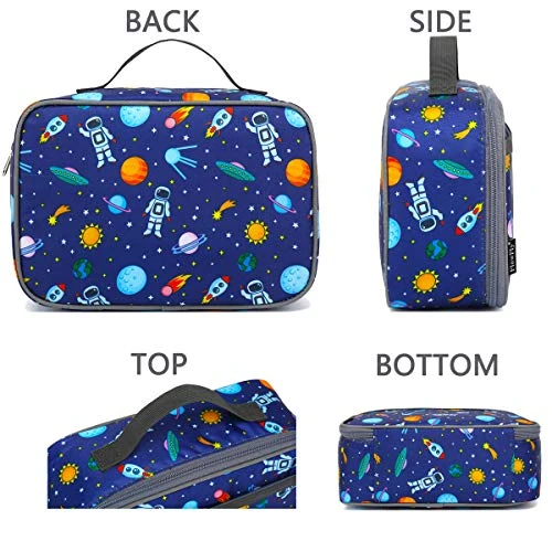Kids Lunch Box Insulated Soft Bag Mini Cooler Back To School Thermal Meal Tote Kit For Girls, Boys, Astronaut - Image 4