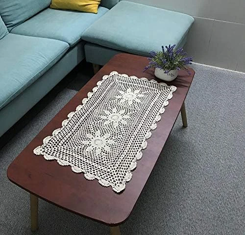 16X51 100% Cotton Handmade Crochet Lace Table Runners Oblong Tablecloth Doilies Doily,White - Image 7