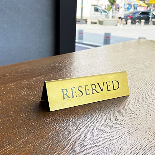 Golden Metal Table Top Reserved Sign For Restaurants, Wedding, Ceremony And Events, Double Sided Tent, 6x1.75 Inches (Pack Of 3) - Image 2