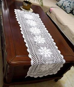 16X51 100% Cotton Handmade Crochet Lace Table Runners Oblong Tablecloth Doilies Doily,White