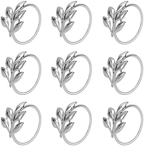 Set Of 20 Leaf Napkin Rings Metal Gold Napkin Holder Table Napkin Rings For Dinning Table Parties Everyday (Ye Zi-Gold 20) - Image 12