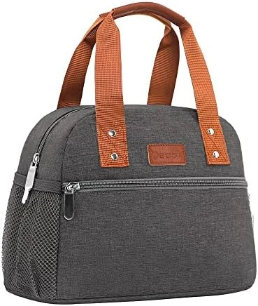 Lunch Bag For Women Freezable Lunch Tote Bag Organizer Reusable Cooler Lunch Box For Adult Outdoor Work,School And Picnic Insulated Lunch Bag With Pocket (Gray) - Image 7