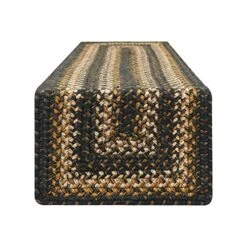 Kilimanjaro Premium Jute Braided Small Table Runner 8" X 28" (Set Of 2) Rectangular Black Reversible, Natural Jute Yarn Rustic, Country, Primitive, Farmhouse Style Kitchen Tabletop