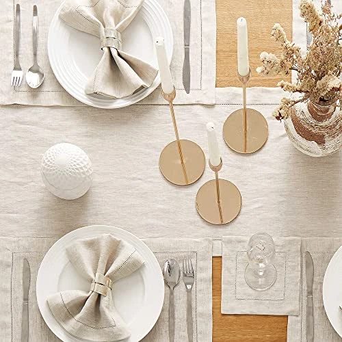 Able Cloth Napkins Linen Hemstitch - 18 X 18 Inch Set Of 4 Farmhouse Fabric Reusable Square Napkins For Kitchen Easter Party Wedding Dining Decor Natural - Image 4