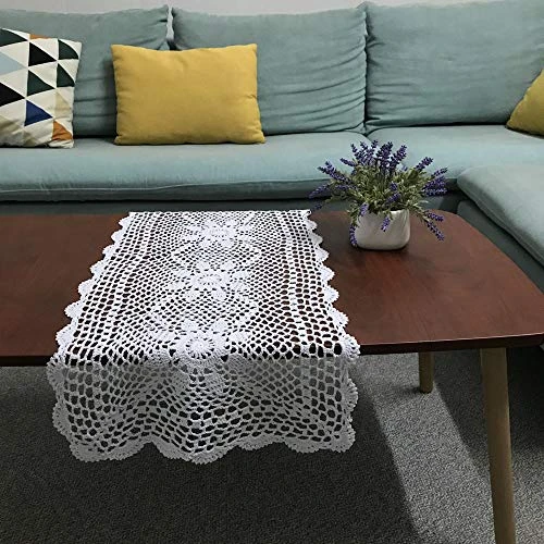 16X51 100% Cotton Handmade Crochet Lace Table Runners Oblong Tablecloth Doilies Doily,White - Image 3