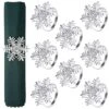 Apkin Rings- Set Of 8 Snowflake Metal Napkin Holder Silver Xmas Napkin Buckle For Holiday Party Dinner Wedding Banquet Christmas Dinning Table Settings Decoration