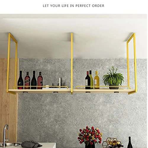 Ceiling Hanging Shelf, Kitchen Bar Counter Restaurant Hanger Shelf, Wall-mounted Flower Shelf 80/100/120cm (Size : 80X30X50CM) - Image 3