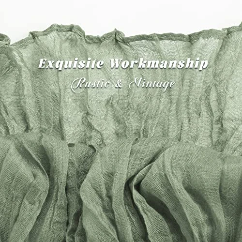 6 Pack Sage Green Cheesecloth Table Runner 13Ft Boho Gauze Table Runner Cheese Cloth Long Rustic Sheer Table Runner For Wedding Bridal Baby Shower Birthday Party Cake Table Arbor Decorations - Image 3