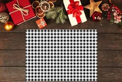 2-Sided Reversible Disposable Paper Place Mats, 14 X 10-inches, White Buffalo Plaid, 22-Count