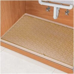 Under Sink Waterproof Mat, 34" X 22" Sink Mats For Under Of Kitchen Sink, Sink Cabinet Protector Mat With Drain Hole Easy To Clean
