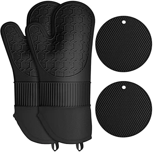 Ven Mitts And Pot Holders Set: 500β Heat Resistant Oven Gloves With Ovenmitts Hotpads And Kitchen Towels - Extra Long Kitchen Mittens And Potholders With Non-Slip Silicone Surface Safe For Cooking - Image 12