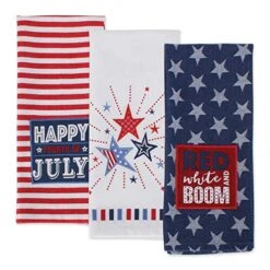4th Of July Kitchen Collection, Dishtowel Set, Stars & Stripes, 3 Piece