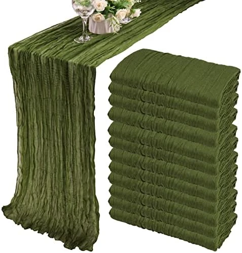 12 Pack 10Ft Cheesecloth Table Runner 35x120 Inch Boho Gauze Table Runner Cheese Cloth Long Table Runner Romantic Table Runner For Wedding Bridal Shower Birthday Party Table Decor (Dusty Sage Green) - Image 12