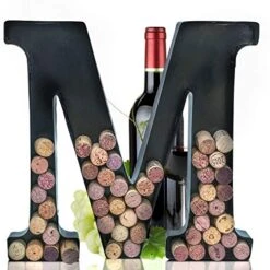 L Letter Wine Cork Keepsake Saver & Holder Monogram W/Free Wall Mount Kit A-Z (Letter M, Large)