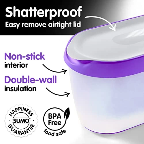 Ice Cream Containers For Homemade Ice Cream - 2 Containers - 1.5 Quart Each - Purple - Image 2