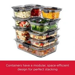Rubbermaid Brilliance Glass Storage 3.2-Cup Food Containers With Lids, BPA Free And Leak Proof, Medium, Clear, Pack Of 4