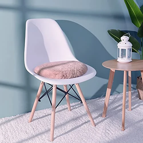 Pink Round Dorm Fur Chair Cushion Pad With Furry Faux Fur Cover Small Mini Cute Seat Cushion For Kids Desk Chair Teen Girls Bedroom Décor 14 Inch - Image 6