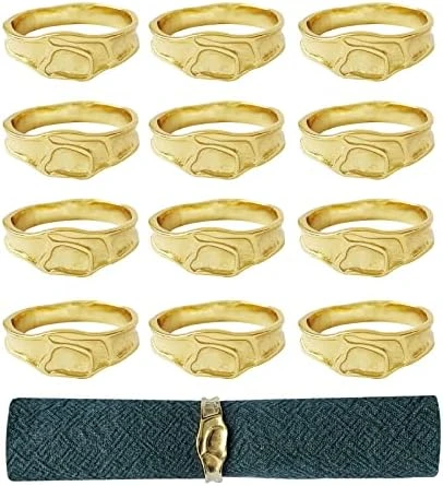 Gold Napkin Rings Set Of 6, Irregular Round Napkin Holder For Wedding,Party, Thanksgiving, Christmas, Birthday, Daily Table Decoration - Image 10