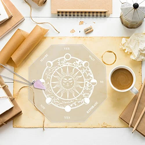 Pendulum Board Star Chart Mat Or Crystal Necklace For Beginner, Healing Dowsing Divination Metaphysical Message Board Positive Energy Close To Your Inner Self For Witchcraft Wiccan Altar Supplies - Image 5