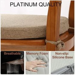 4 Pack 100% Pure Memory Foam Chair Cushions For Dining Chairs, Original Linen 16" U-Shape Comfortable Kitchen Chair Pads, Removable Slip Resistant Seat Cushions (Set Of 4, Linen)