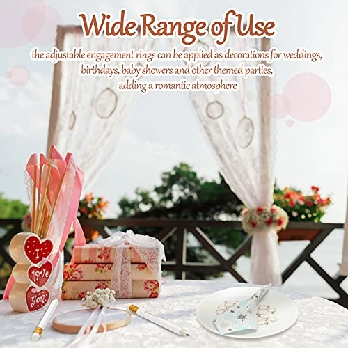 MTLEE 30 Pieces Bridal Shower Artificial Diamond Rings Adjustable Wedding Engagement Rings 25 Team Bridal Pencils Pre-sharpened Pencils For Wedding Decorations Bridal Shower Party Favors (Rose Gold) - Image 3