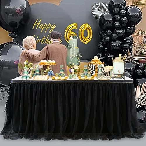 Pink Table Skirt Birthday Party Tulle Table Skirt Baby Shower Round And Rectangle Tutu Table Decoration Table Cloth For Girl Gender Reveal Wedding(L6(ft), H30in) - Image 3