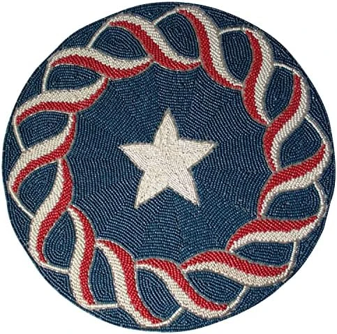 Memorial Day Patriotic Decorations Beaded Placemats Pack Of 1-4th Of July Freedom Stars American Flag Independence Day Table Place Mats For Kitchen Dining Table Home Decor - 14 Inches - Image 11