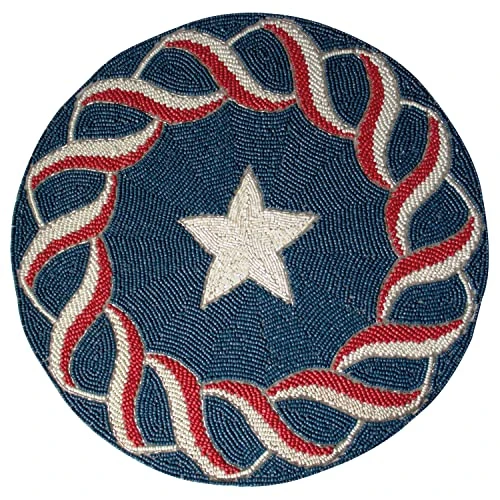 Memorial Day Patriotic Decorations Beaded Placemats Pack Of 1-4th Of July Freedom Stars American Flag Independence Day Table Place Mats For Kitchen Dining Table Home Decor - 14 Inches