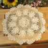 New Handmade Crochet Lace Round Table Cloth Doilies Doily,16 Inch,Beige
