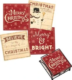 By Kathy 35940 Absorbent Stone Coaster Set, Believe