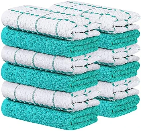 Classic Kitchen Towels - 15 Pack - 14" X 25" - 100% Natural Cotton Kitchen Dish Towels - Reusable Cleaning Cloths - Blue Tea Towels - Super Absorbent - Machine Washable Hand Towels - Image 9