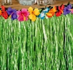 Playscene Tropical Party Decorations, Tiki Party Table Skirts, Tropical Palm Leaves For Luau Party (Hibiscus Table Skirt (1 Piece))
