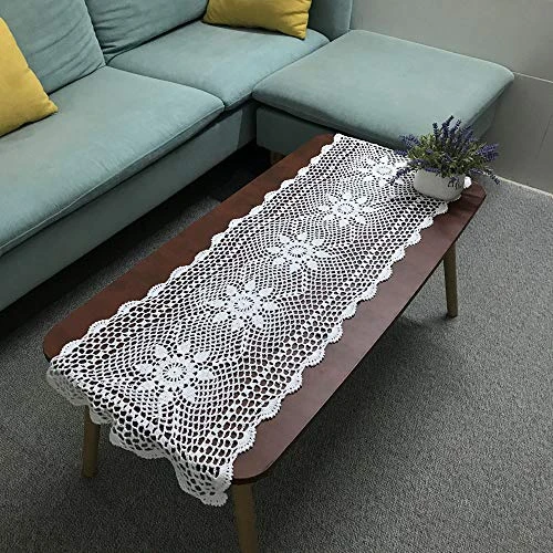 16X51 100% Cotton Handmade Crochet Lace Table Runners Oblong Tablecloth Doilies Doily,White - Image 2