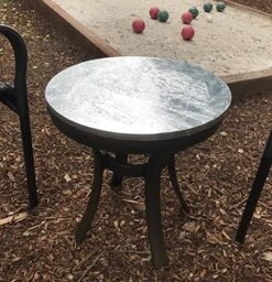 Hand Poured 18.5 Inch Round Zinc End Table Top From Artisan Cast Zinc- Top Only