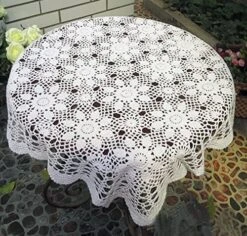 White Cotton Handmade Crochet Lace Tablecloth Doilies Table Overlay,Square,31 Inch By 31 Inch