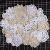 100% Cotton Handmade Crochet Doilies For DIY Crafts, Crocheted Lace Doilies 4-8 Inches Round Vintage Wedding Tea Party Decor, Set Of 30 (White&Beige)
