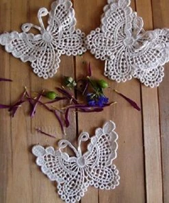 AK-Trading - Pack Of 6-3" Inch Ivory Butterfly Crochet Lace Doily - Crocheted Doilies